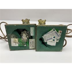 Pair of brass table lamps in the form of fluted Corinthian columns, H46cm