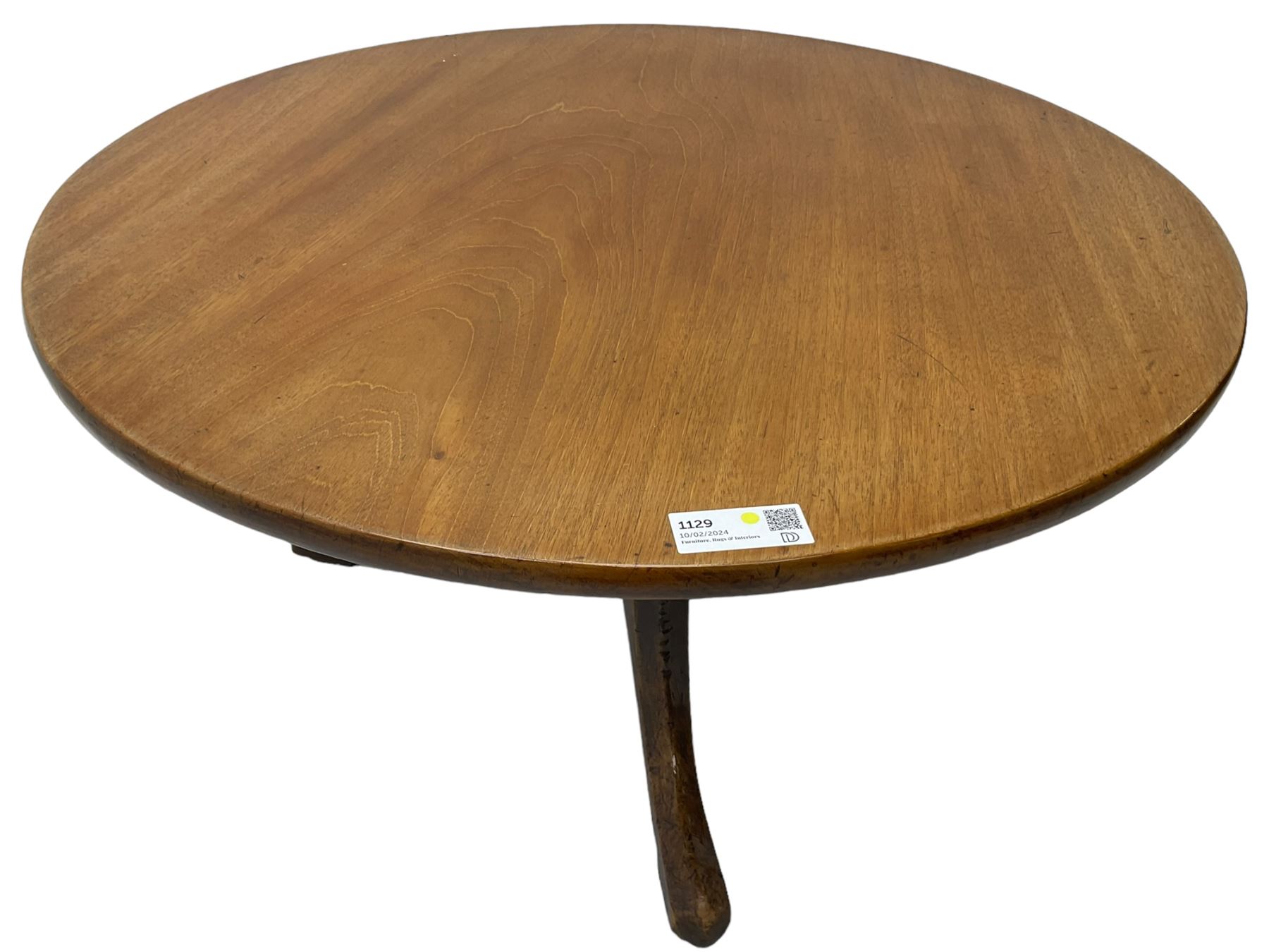 19th century mahogany low occasional or coffee table, circular tilt-top over tripod base