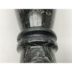 Black marble vase, of baluster form upon a stepped foot, H30cm 