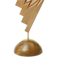 Chris Redfearn of Halifax - carved sycamore and laburnum wood sculpture, of staggered contemporary form, signed to base, H114cm