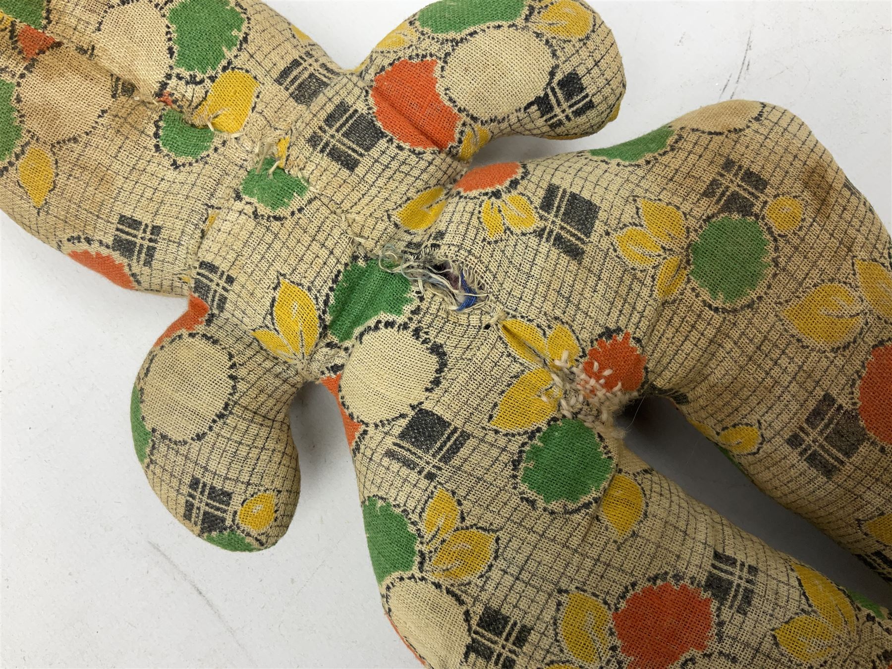 1950s fashion doll reputedly used for advertising children's wellingtons in a shoe shop window H30cm; and two soft toys (3)