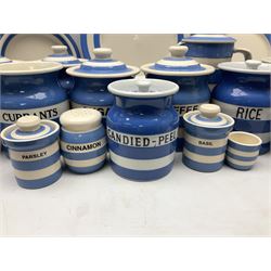 TG Green Cornish kitchen ware, to include coffee pot, pint milk jug, nine storage jars for various items, four dinner plates, etc (25)