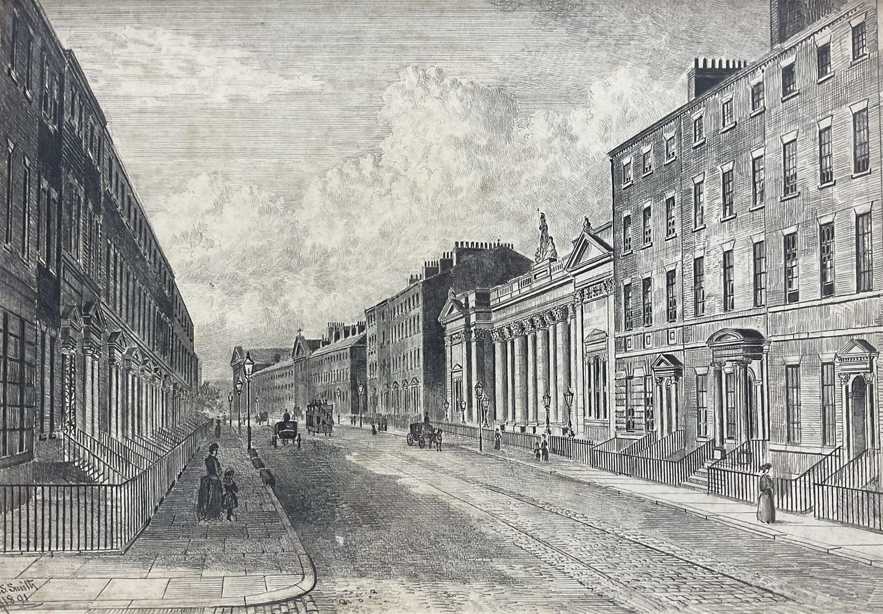 Frederick Schultz Smith (Hull 1860-1925): 'Albion Street' and Market Place - Hull, two pencil drawings signed, the former dated Jan 1891, 22cm x 31cm and 8.5cm x 12cm (2) 
Notes: Born in Worthing, Sussex in 1860, F S Smith came to Hull as a small child and lived most of his life in the old St. John's Wood area in west Hull; he was still drawing in his sixties shortly before his death in 1925. Much like his near contemporary and fellow Yorkshire artist Albert Thomas Pile (1882-1981), his drawings are visual 'snapshots' in time, often produced to record buildings that were due to be demolished. Smith was commissioned to produce around three hundred drawings for C E Fewster, a paint maker in Hull who collected historical records. Some were also used as illustrations in books and newspapers, such as the Eastern Morning News, whilst others were sold to the owners of premises which he had drawn.