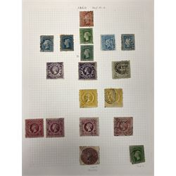Australia New South Wales stamps, including 1850-4 various imperf issues, 1854-6 including five pence, six pence, one shilling etc, 1856-60 registered letter stamps, 1861-88 five shillings etc, housed on pages