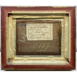 Margaret Fletcher Leadbitter (British exh.1908-1940): 'A Sunny Morning' - On the Beach near Robin Hood's Bay, oil on panel, signed titled and dated 1910 on label verso with artist's Harrogate address 18cm x 23cm