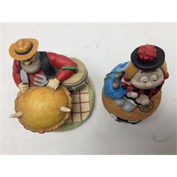 Eleven Robert Harrop figures from the Beano Dandy collection, comprising One Man & His Dawg BDS08, Picnic Desperate Dan BDS04, Fatty BD07, Desperate Dan BD03, Roger the Dodger BD20, Dennis the Menace BD01, Beryl the Peril BD05, Minnie the Minx BD04, Surfing BP03, two Spotty BD16, together with a Genuine Beano Ware lidded box (12)