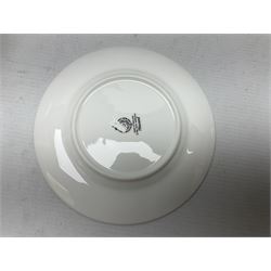 Foley breakfast set in Celeste pattern, comprising two teacups and saucers, two plates, teapot, milk jug and open sucrier, together with Royal Worcester Howard pattern dinner, dessert and side plates