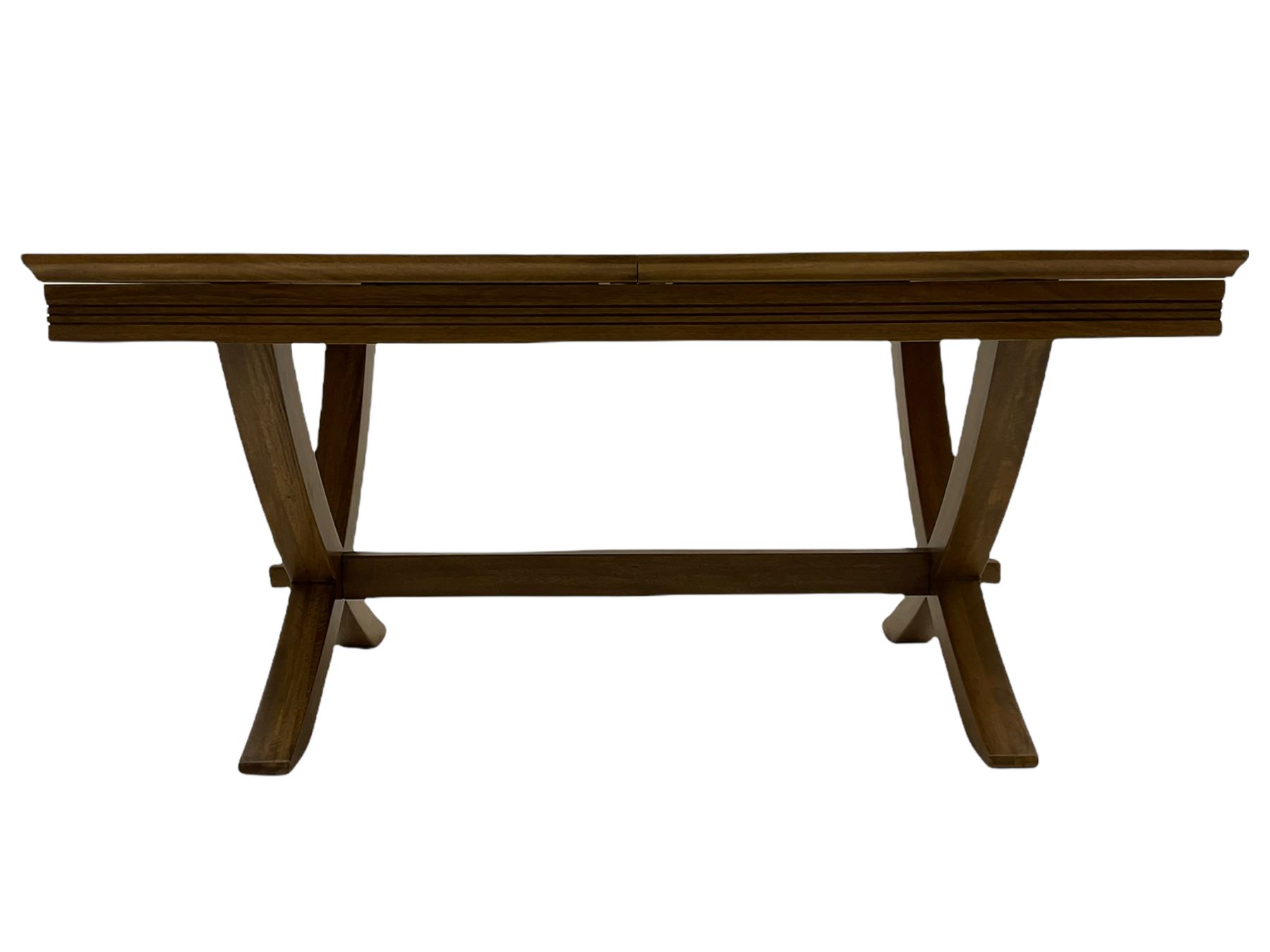 Willis & Gambier - mango wood and flagstone extending dining table with additional leaf, and set six dining chairs 