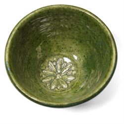 Collection of studio pottery, in green glazes, mostly unmarked, tallest H23cm (7)