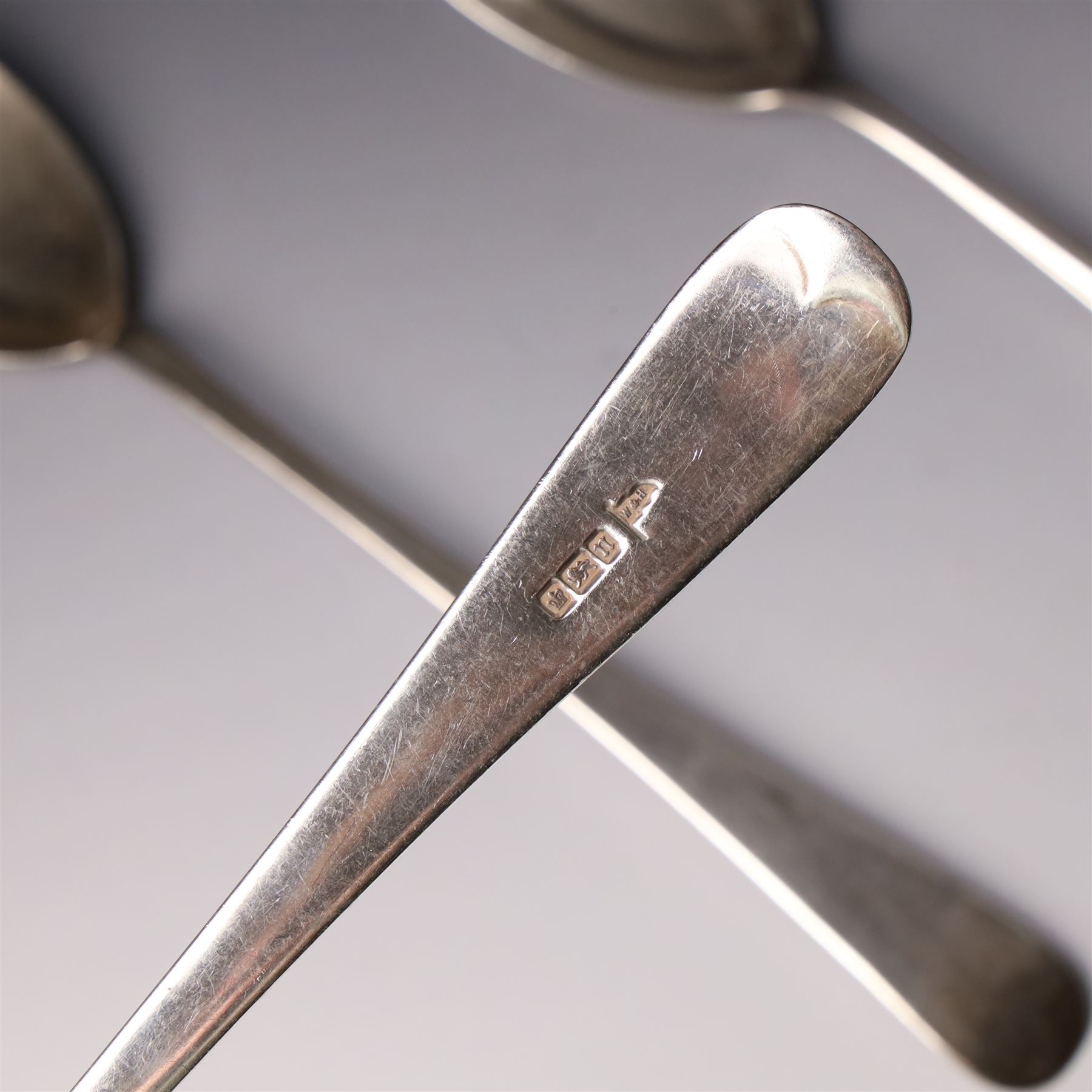 Pair of silver salad servers Sheffield 1905 Maker Walker & Hall, and another pair Sheffield 1915 Maker Atkin Bros