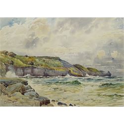 Edward H Simpson (British 1901-1989): 'Rough Water The Ness Sandsend', watercolour signed, titled verso with artist's Scarborough address 41cm x 57cm
