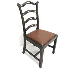 19th century mahogany Chippendale style waved ladder back chair, upholstered seat, square supports, W51cm