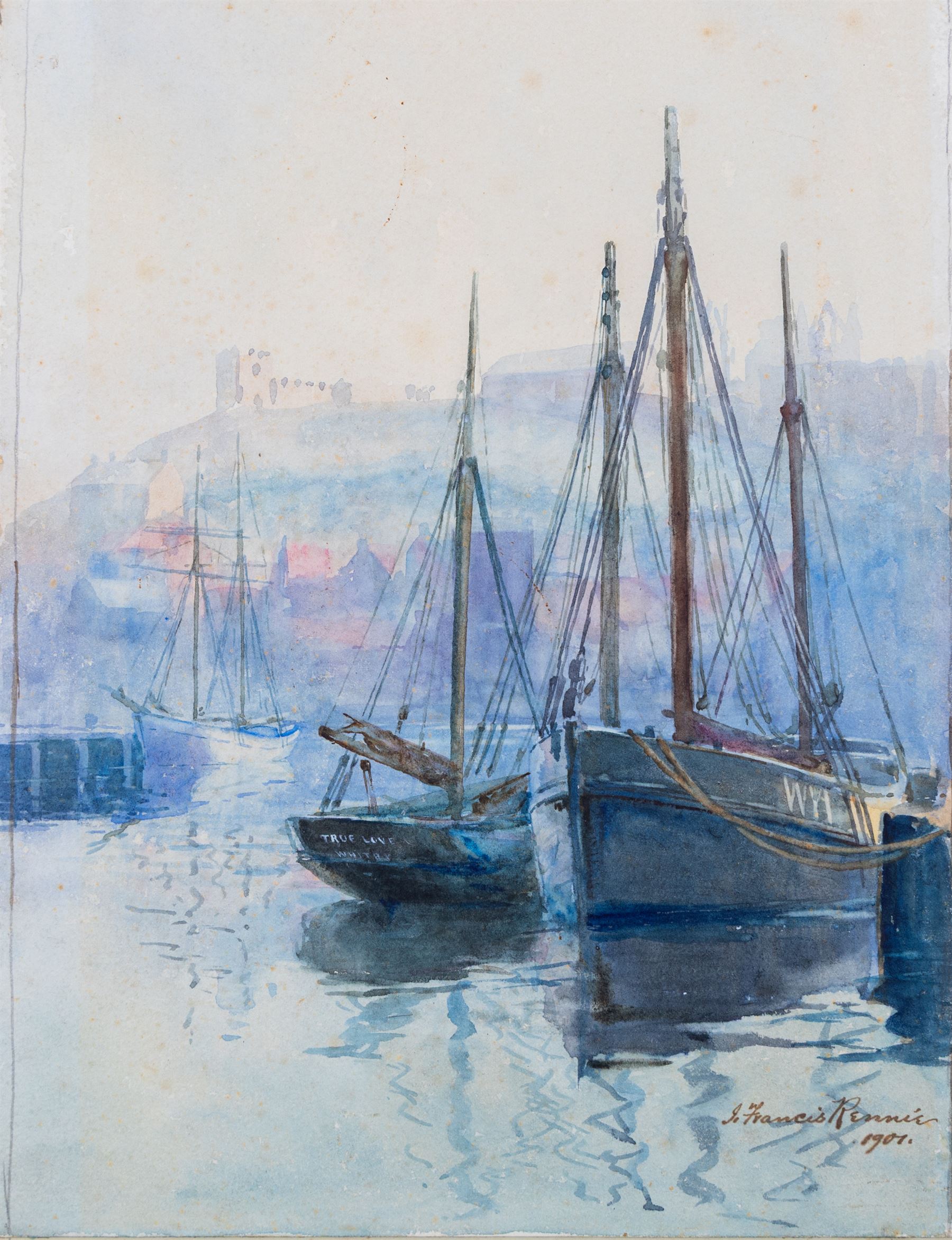 John Francis Rennie (British Early 20th Century): Whitby Scenes, set three watercolours signed, two dated 1901, max 30cm x 22cm (3) (unframed)