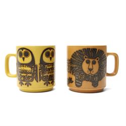 Five Hornsea pottery Jungle pattern mugs by Jack Dadd and Train Robber mug by John Clappison (6)