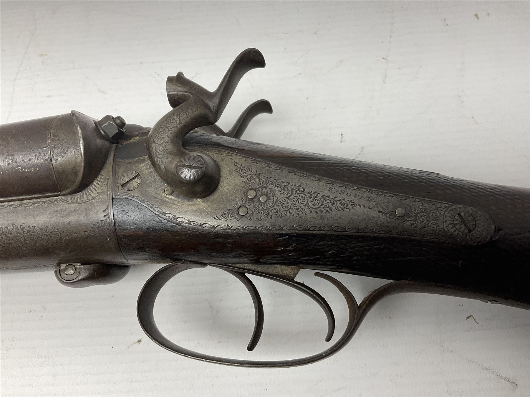 SHOTGUN CERTIFICATE REQUIRED - 19th century John Adams of London 12-bore double barrel side-by-side hammer gun with screw under-lever opening, 76cm (30