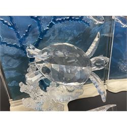 Swarovski Crystal, Wonders of the Sea Trilogy: 'Eternity', 'Community' and 'Harmony', all with stands and plaques, H20cm