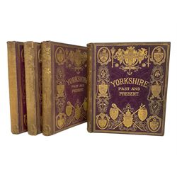 Baines, Thomas; Yorkshire, Past and Present, four vols, rngraved plates, decorative maroon cloth/gilt binding with all edges gilt