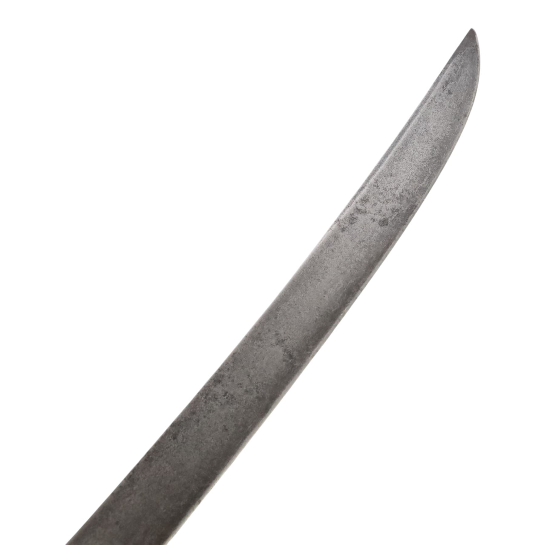 19th Century Grenadier Briquet short sabre sword, 59cm curved blade, brass ribbed grip and D shaped knuckle guard, overall L74cm