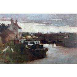 Frederick (Fred) William Elwell RA (British 1870-1958): 'Leven Canal East Yorkshire', oil on panel signed and dated '94, 23cm x 36cm 
Provenance: East Yorkshire dec'd estate; with Dee Atkinson & Harrison, Driffield, 16th February 2007 Lot 486