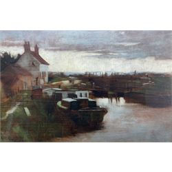 Frederick (Fred) William Elwell RA (British 1870-1958): 'Leven Canal East Yorkshire', oil on panel signed and dated '94, 23cm x 36cm 
Provenance: East Yorkshire dec'd estate; with Dee Atkinson & Harrison, Driffield, 16th February 2007 Lot 486