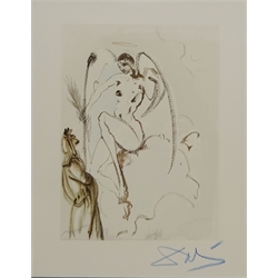  Salvador Dali (Spanish 1904-1989): 'The Faithful Angels' from 'The Divine Comedy', woodblock print signed in pastel (no certificate) 31cm x 25cm    