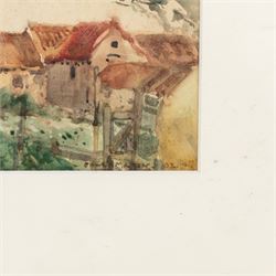 Frank Henry Mason (Staithes Group 1875-1965): Farmstead near Hinderwell, watercolour signed and dated '08, 24cm x 35cm