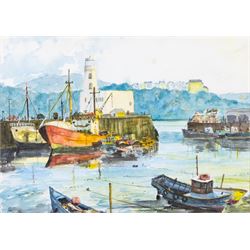 Dave Smart (British 20th Century): 'Sunset Harbour' and 'November Harbour', two watercolours signed and titled max 27cm x 36cm (2)
