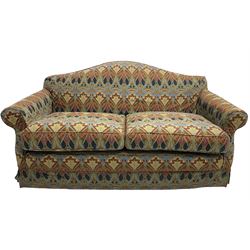 Two seat traditional shape sofa, upholstered in Liberty's 'Lanthe' fabric