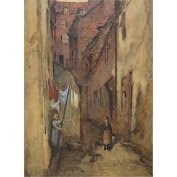 Alfred George Morgan (British 1848-1930): Wash Day in a Whitby Yard, watercolour signed 34cm x 25cm