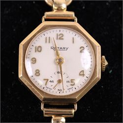 9ct gold cased ladies Rotary wristwatch, on gilt strap, boxed