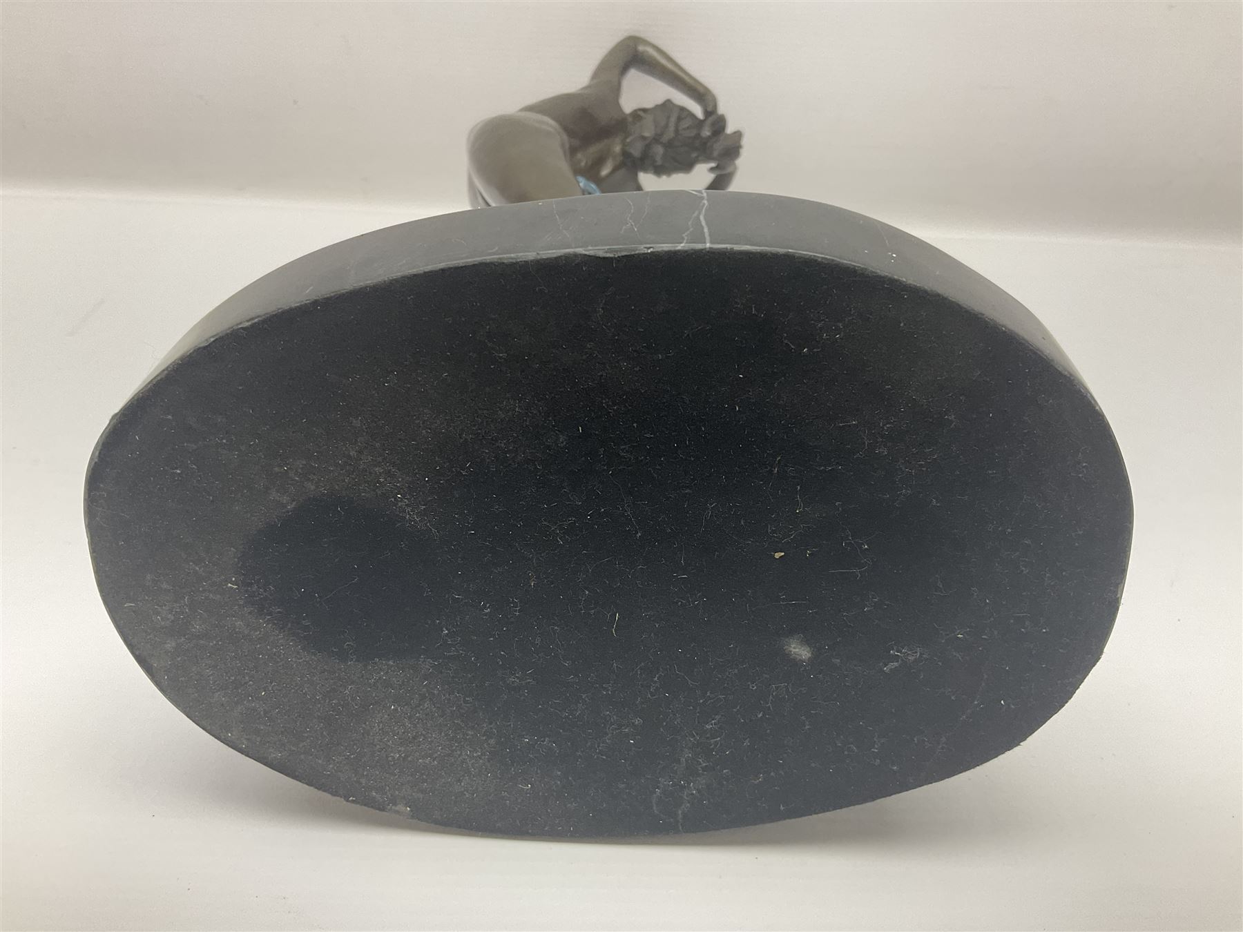 After Joseph Michel Ange Pollet, bronze nude figure of a woman, upon an oval marble base, H46cm