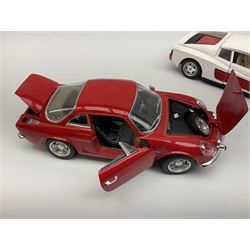 Bburago - eight 1:18 scale models including Porsche 365B 1961; Chrysler Crossfire; Chevrolet Corvette 1957; Mercedes Benz 300SL; Ferrari Testarossa 1984 etc; all unboxed (8)