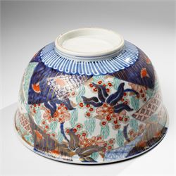 Japanese 19th century Imari bowl, painted profusely internally and externally with landscapes, flowers and traditional motifs, H16.5cm 
