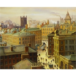 Steven Scholes (Northern British 1952-): Long Mill Gate Manchester 1938, oil on canvas signed 49.5cm x 59.5cm  

