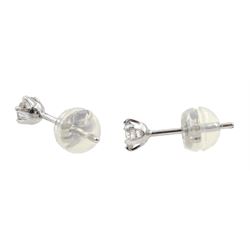 Pair of 18ct white gold round brilliant cut diamond stud earrings, total diamonds weight 0.20 carat