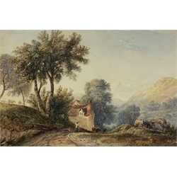 English School (19th/20th century): 'Bolton Abbey' & a Cottage scene, two watercolours unsigned 11cm x 17cm & 19cm x 29cm (2)