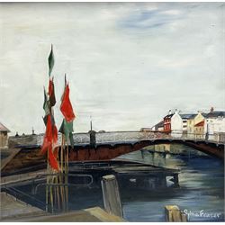 Sylvia Fraser (British contemporary): 'Whitby', oil on board signed, titled and dated 2006 verso 44cm x 45cm