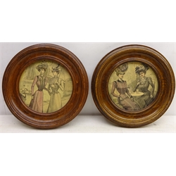  Portraits of Figures and Figures in Conversation, eight 19th century and later engravings/prints max 34cm x 25cm in birds eye maple, oak and walnut frames (8)  