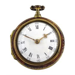 18th century gilt pair cased verge fusee