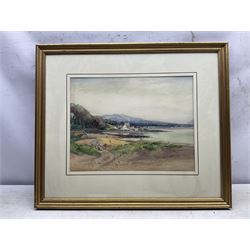 George Gray (Scottish 1880-1910): Scottish Inlet Village, watercolour signed 34cm x 45cm
