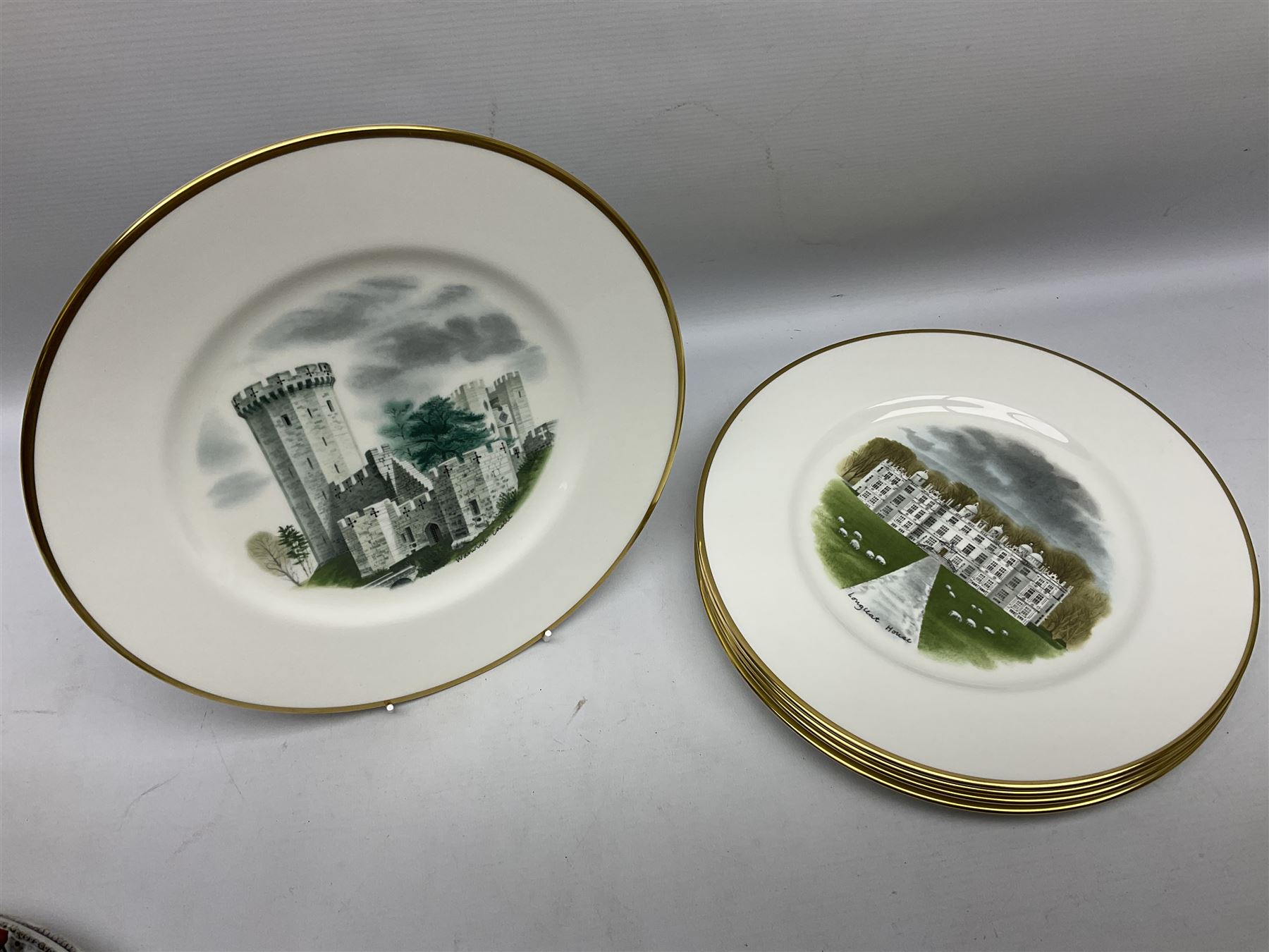 Pair of 19th century Ashworths Ironstone meat plates, with impressed and printed marks to reverse, and set of eight Wedgwood collectors plates