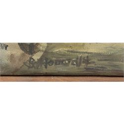 Barbara Houwalt (Polish 1911-2005): 'Podworko', oil on canvas signed, inscribed verso 57cm x 46cm