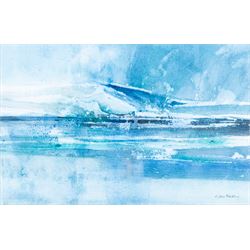 Gwilym John Blockley (British 1921-2002): 'Turquoise Seascape', watercolour signed, titled on gallery label verso 24cm x 38cm 