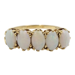  9ct gold five stone opal ring, hallmarked  