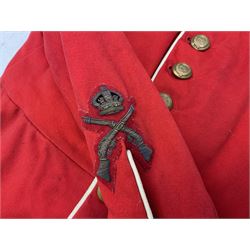 Royal Military College Sandhurst parade uniform with peaked cap and two-piece mess dress, all bearing historic manuscript labels for J.E.A. Baldwin, possibly Air Marshal Sir John Eustace Arthur Baldwin (1892-1975) who served in the British Army 1910-18 & 1944-58 and in the RAF 1918-44.