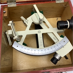  Freiberger Prazisionsmechanik yacht sextant with white painted framework, serial no.135152, in painted wooden case with manual and certificate dated 1984