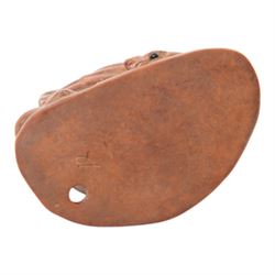  Two wooden netsuke, in the forms of a foo dog and a chicken, both signed to the base, H6cm