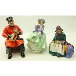  Three Royal Doulton figurines 'Past Glory', 'Top O' The Hill' & 'Silks and Ribbons' (3)  