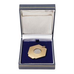 Asprey, 9ct gold hexagonal cigar cutter, hallmarked, with engine turned decoration  