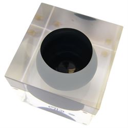 Four Jonathan Adler items, to include Op Art Lacquer box, in black and white geometric pattern, acrylic black Bel Air Scoop vase, Zebra Stacking dish and a white matte photograph frame, together with an Alexandra Von Frustenberg acrylic box with black and white geometric pattern